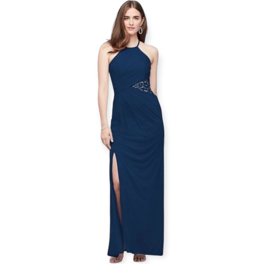 NWT David's Bridal High-Neck Mesh Bridesmaid Dress with Lace Size 18